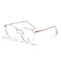 Modische runde transparente Brille mit Blaulichtfilter und roségoldenen Bügeln - Transparent