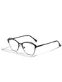 Elegante schwarze Metall-Cat-Eye-Brillenfassung aus hochwertigem Edelstahl für Damen - Katzenaugen Hohl Stil (SS3008) / Ganz Schwarz