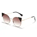 Vintage cat eye metal sunglasses with brown gradient lenses for women and men fashion - Gradient Lens Style (1977) / Brown