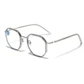 Classic retro octagonal TR90 metal frame glasses with blue light blocking lenses - Transparent Gray