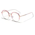 Stylish round semi-metal TR90 glasses for women featuring rose gold and pink frame - Pink