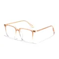 Klassische quadratische TR-Rahmen-Brille in transparentem Bernstein für Damen und Herren. - Verlaufstee