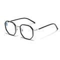 Retro TR90 metal octagonal frame anti-blue light clear lens glasses for men and women - Silver Black