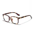 Retro-Brille mit quadratischem Rahmen in Schildpatt-Optik und Nietendetails für Damen - Schildpatt