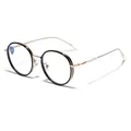 Fashionable round TR90 semi-metal frame glasses in black and rose gold for modern women - Gold Black