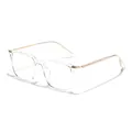 Klassische quadratische TR-Brille mit transparentem Rahmen und goldenen Metallbügeln - Transparent