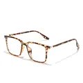 Retro-Brille mit quadratischem Schildpatt-TR-Rahmen für Damen und Herren mit klaren Gläsern - Schildpatt