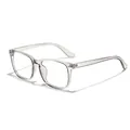 Quadratische, transparente graue Brille mit Silbernieten im College-Stil für Damen geeignet - Transparentes Grau
