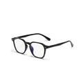 Gafas clásicas de montura cuadrada negra de TR90 con grandes lentes transparentes. - Negro mate