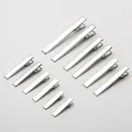 Detailed top view of silver metal alligator hair clips for DIY handmade accessories - 2cm (6mm Width) / Silver