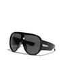 Futuristic Y2K oversized wrap-around sunglasses with sleek black frame and dark lenses - C1 Black Gray Lens