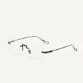 Retro rimless rectangular glasses with black metal textured temples for men and women - Black
