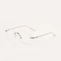 Vintage rimless rectangular glasses with silver gothic cross temples and clear lenses - Silver
