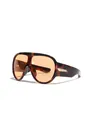 Futuristic Y2K oversized shield sunglasses with tortoise frame and orange lens - C4 Tortoise Frame / Light Orange Lenses