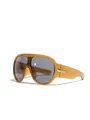 Oversized Y2K shield sunglasses featuring translucent amber frames and dark lenses - C5 Orange Frame / Light Grey Lenses