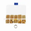 Detailweergave van 10-raster gouden DIY-sieradenaccessoireset met karabijnsluitingen - Kit nr. 1 (Gouden Benodigdheden Set)