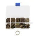 Gedetailleerd overzicht van bronzen sieradenonderdelen in een 10-vaks opbergdoos - Kit nr. 3 (Antiek Brons Benodigdheden Set)