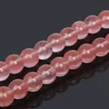 Smooth watermelon red pink round crystal loose beads for DIY bracelet jewelry making - 8MM (Approx. 39CM/Strand, 48 Beads) / Watermelon red