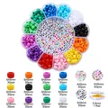 DIY jewelry bead kit with 12-grid container, alphabet beads and elastic crystal string - 12-Grid Flower Shape Box Kit / 1 Set