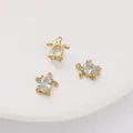 Eleganti ciondoli a tartaruga marina placcati oro 14K con zircone per gioielli fai da te - Tartaruga marina / 11x13mm (1 Pezzo/Confezione)