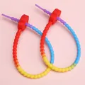 21cm kleurrijke gradiënt siliconen kralen lus voor DIY sleutelhanger sieraad maken - Rood Hoofd / Set van 2
