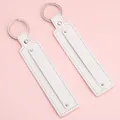 White leather DIY keychain accessories with silver metal rings and stitching detail - 15cm 1 Piece/Pack / White