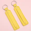 Premium bright yellow leather keychain with sturdy silver metal ring and rivet details - 15cm 1 Piece/Pack / Bright yellow