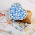 Light blue AB coated ABS imitation pearl round beads for DIY craft jewelry making - 6mm (Approx 100pcs/Pack) / Light Blue