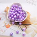 Lustrous purple AB coated ABS round imitation pearl beads for DIY jewelry making crafts - 6mm (Approx 100pcs/Pack) / Purple