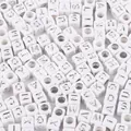 Bulk mixed white acrylic square alphabet beads with silver letters for DIY jewelry making - Alphabet White with Silver