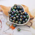 Iridescent AB colored ABS imitation pearl round beads for DIY handmade jewelry crafting - 6mm (Approx 100pcs/Pack) / Black Multi-color