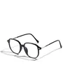 Stylish black TR90 large frame glasses with elegant gold-tone temple details for daily wear - Bright Black