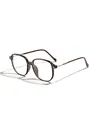 Stylish TR90 large frame plain glasses in transparent brown for a face-slimming look - Cool Brown