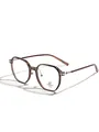 Retro TR90 square frame glasses in transparent tea color with anti-blue light lenses. - Cool Brown
