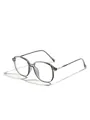 Oversized transparent grey TR90 glasses frames with slim metal temples for women - Transparent Gray