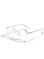 Modern TR90 square retro eyeglasses featuring transparent frames and rose gold metal temples - Clear