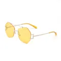 Stylish irregular rimless metal double-bridge sunglasses with translucent yellow lenses - Yellow