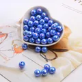 Iridescent blue AB ABS faux pearl round spacer beads for DIY jewelry making kits - 6mm (Approx. 100 Pieces/Pack) / Sapphire Blue