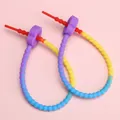 Anello portachiavi in silicone sfumato arcobaleno con cursore a fiore per fai da te - Testa Viola Scuro
