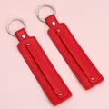 Red leather keychain accessory with silver ring for DIY creative gifts - 15cm 1 Piece/Pack / Red