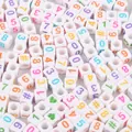 Assorted colorful number and symbol acrylic cube beads for DIY jewelry making crafts - Numbers White with Multicolor