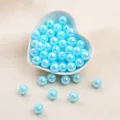 Shiny blue iridescent AB color ABS faux pearl round beads for DIY handmade jewelry crafts - 6mm (Approx 100pcs/Pack) / Lake Blue