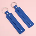Blue faux leather rectangular keychain DIY accessory with metal ring for personalized gifts - 15cm 1 Piece/Pack / Sapphire Blue