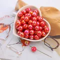 Pink AB colorful ABS imitation pearls round loose beads shown in a white heart-shaped bowl - 6mm (Approx 100pcs/Pack) / Red