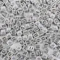Silver square acrylic alphabet beads for DIY handmade jewelry making and charm bracelets - Alphabet Antique Silver