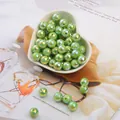 Shiny green AB coated ABS imitation pearl beads for DIY craft and jewelry making - 6mm (Approx 100pcs/Pack) / Olive Green