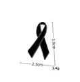 Black mourning ribbon brooch pin detail showing dimensions 3.9cm x 2.3cm and 3.4g weight - Black Enamel Style (SD03)