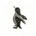 Cute penguin brooch with sparkling black and white rhinestones on gold alloy base - Penguin Shape (A23-204) / Black and White