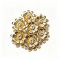 Vintage gold floral cluster brooch with sparkling central rhinestones, elegant design. - Golden Patchwork Floral Style (A15-37)