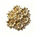 Luxurious vintage gold clustered flower brooch featuring brown crystal centers. - Ancient Gold Patchwork Floral Style (A15-38)